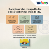 Saekos Champions of India Busy Book – activity page featuring freedom fighters and scientists