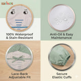 Saekos Silicon Bib Apron – baby wearing full-coverage bib apron during snack time
