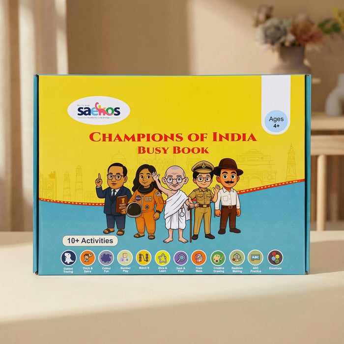 Saekos Champions of India Busy Book | Introduce Your Child to India's Real Heroes | Activity Kit for Ages 4–6