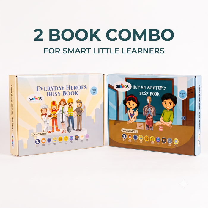 Human Anatomy + Everyday Heroes Busy Books | Pack of 2 | 90 Mins Screen-Free Learning | Ages 3–6