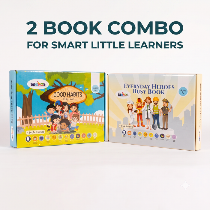Good Habits + Everyday Heroes Busy Books | Pack of 2 | 90 Mins Screen-Free Learning | Ages 3–6