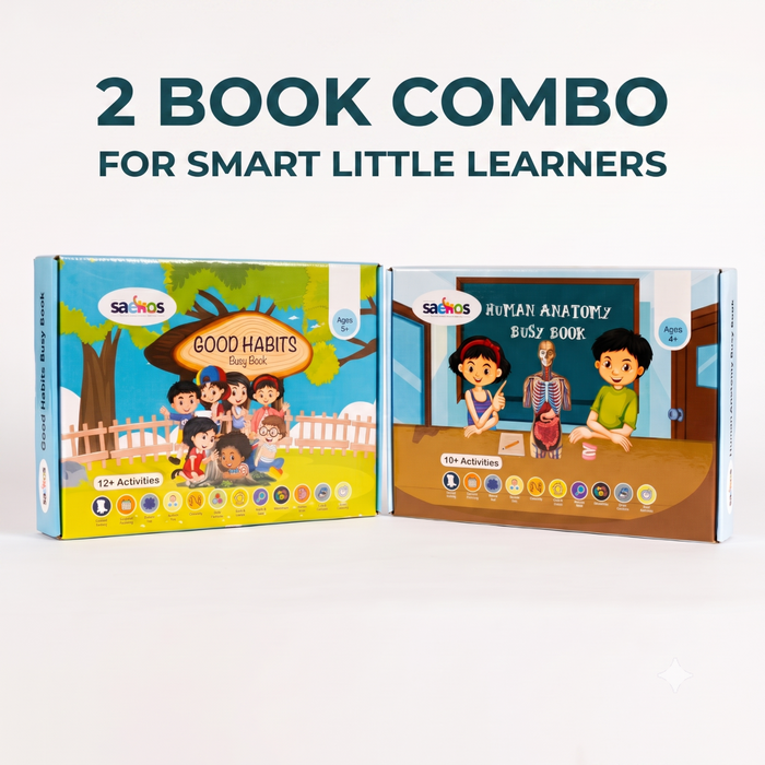 Good Habits + Human Anatomy Busy Books | Pack of 2 | 90 Mins Screen-Free Learning | Ages 3–6