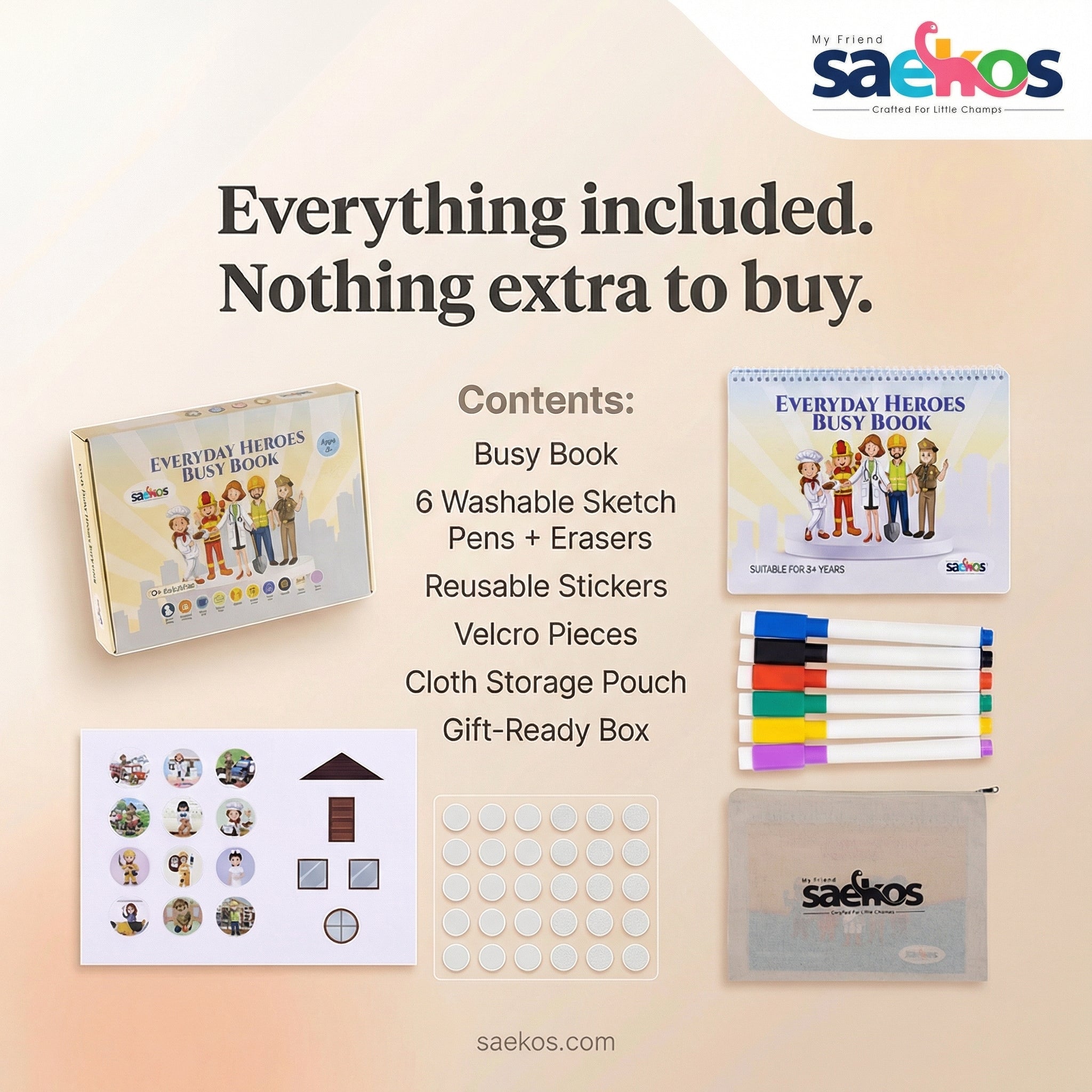 Saekos Everyday Heroes Busy Book – toddler exploring hero role-play activity pages