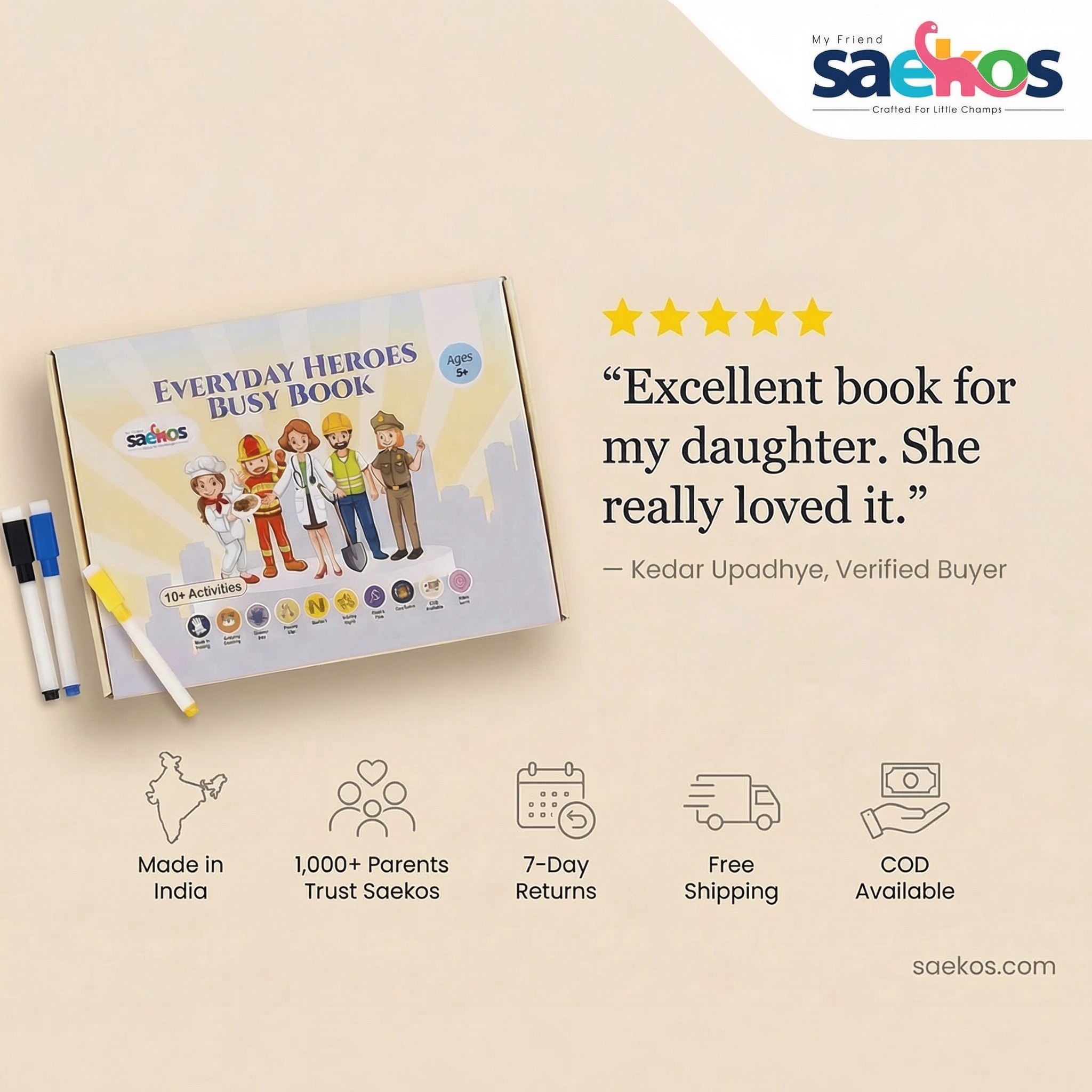 Saekos Everyday Heroes Busy Book – tracing and drawing activities for preschoolers